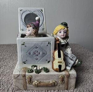 Schmid Revolving Ceramic Music Box Clown Signed/Numbered 213/2500 VTG